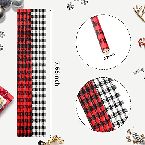 Whaline 100Pcs Christmas Straws Disposable Paper Straws White Red Black Buffalo Plaid Drinking Straws Well Crafted Holiday Straws for Xmas New Year Wedding Birthday Farmhouse Party Supplies