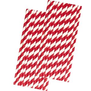 red stripe paper straws - birthday valentine 4th of july party supply - 7.75 inches - 50 pack - outside the box papers brand