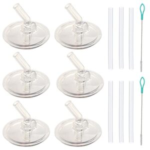 replacement straws for thermos foogo 10 oz straw bottle, (6pcs silicone sipper straws, 6 pcs silicone straw stems and 2 pcs straw brushes) - 6 sets.