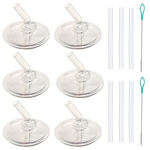 Replacement Straws for Thermos Foogo 10 OZ Straw Bottle, (6Pcs Silicone Sipper Straws, 6 pcs Silicone straw stems and 2 pcs straw brushes) - 6 Sets.