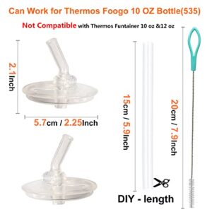 Replacement Straws for Thermos Foogo 10 OZ Straw Bottle, (6Pcs Silicone Sipper Straws, 6 pcs Silicone straw stems and 2 pcs straw brushes) - 6 Sets.