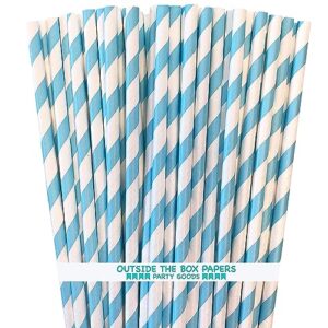 light blue stripe paper straws - 100 pack