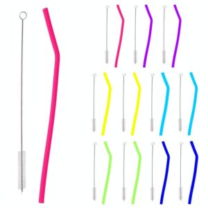 traytastic! 48 bulk silicone straws - individually wrapped reusable straws with cleaning brush | safe flexible eco-friendly