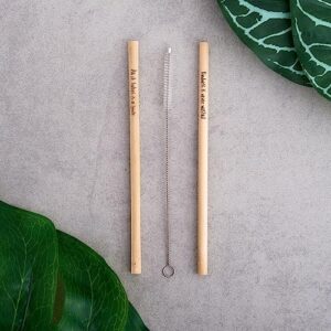 Uplifted Sip Reusable Bamboo Straws – Rustic, Compostable Alternative to Plastic Straws, Paper Straws and Silly Straws (50-Pack)