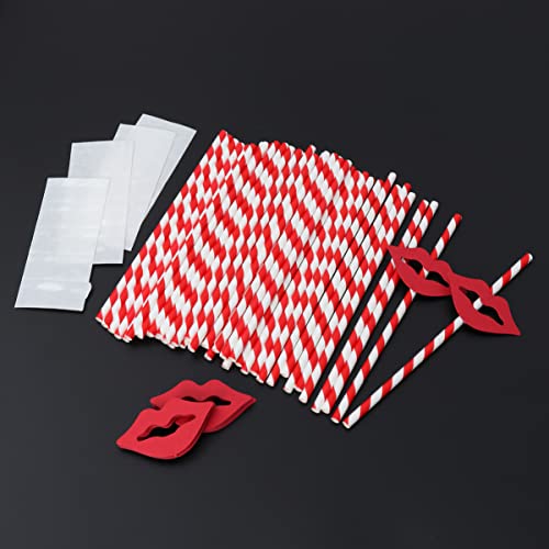 INOOMP 40 PCS Red Lips and Paper Straws Party Drinking Straws Decorative Cocktail for Graduation Party Decoration Supplies