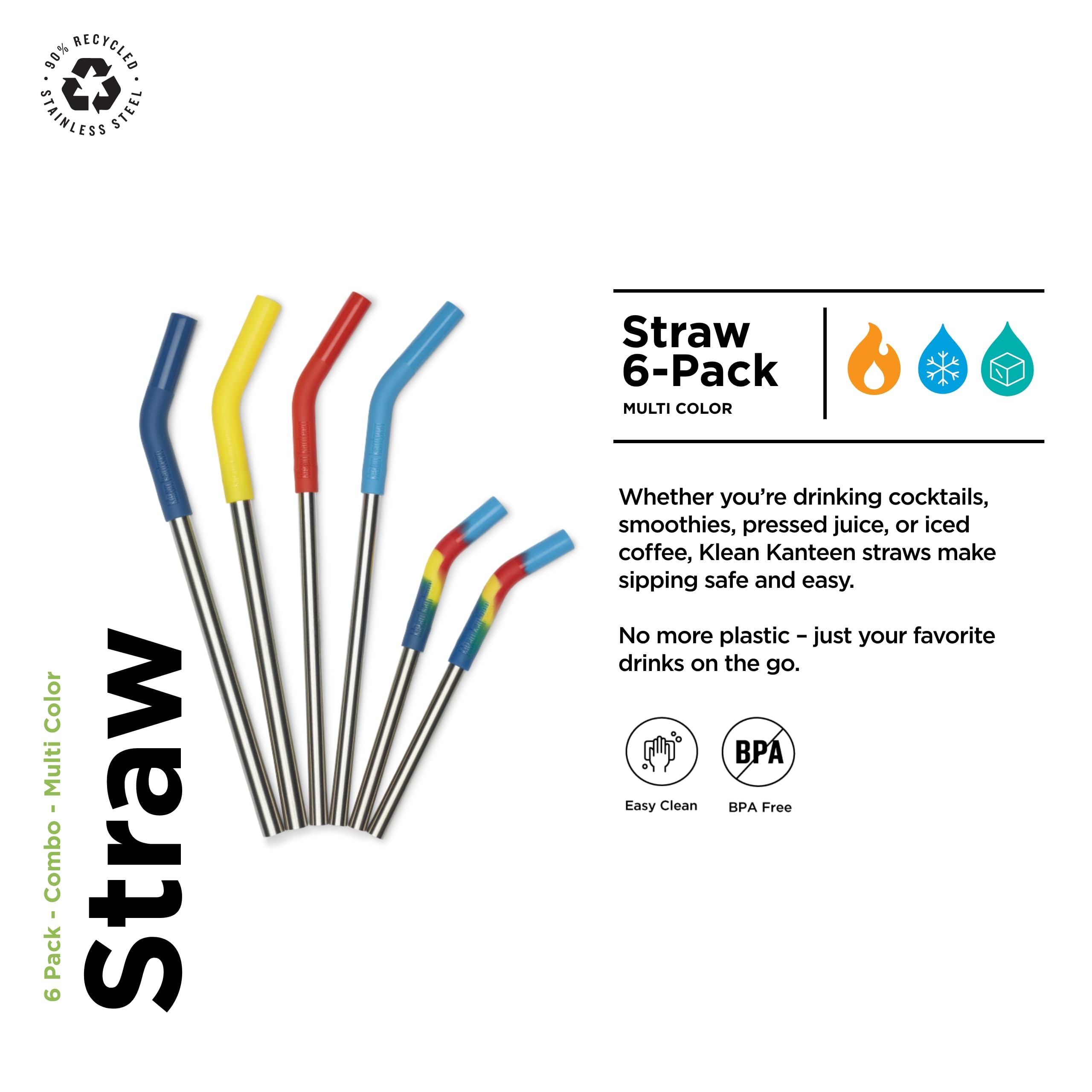 Klean Kanteen Multi Color Straws 6 Pack, 1 EA
