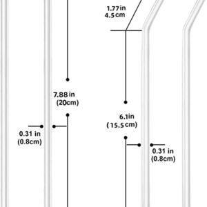 IDEALUX Glass Straws Clear 8" X 0.32" Drinking Straws Reusable Straws Healthy, Reusable, Eco Friendly, BPA Free, 4 Straws with Cleaning Brush