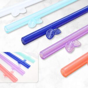 WonderSip One-Click Open Reusable Drinking Straw - One Piece Rigid Designed in California, Food Grade PP, Easy to Clean - Multi-Color 5PCs Pack (Dolphin Classic 8.5")