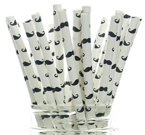 mustache party straws, moustache paper straws (50 pack) - mustaches little man birthday party supplies, baby boy baby shower or birthday party, mustache tableware