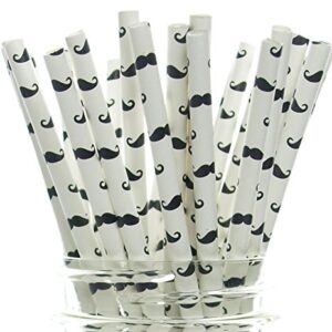 Mustache Party Straws, Moustache Paper Straws (50 Pack) - Mustaches Little Man Birthday Party Supplies, Baby Boy Baby Shower or Birthday Party, Mustache Tableware