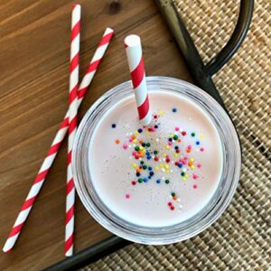 Red and White Striped Paper Straws - Valentine 4th of July Birthday Party Supply 7.75 Inches - Pack of 100 - Outside the Box Papers Brand