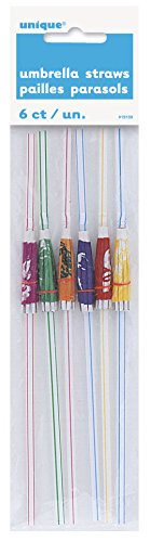 Unique Hawaiian Umbrella Straws, 9.5", Assorted Colors