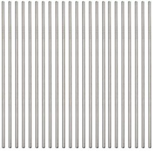 reusable metal straws 50pack,8.5"stainless steel straws in bulk 215x6mm straight bent curved drinking straws for 20oz tumblers yeti mugs (silver straight straw-50pack-215)