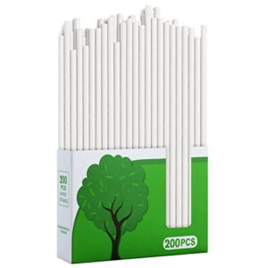 NEEBAKE Paper Drinking Straws - 200Pcs Biodegradable Drinking Stripe (White)