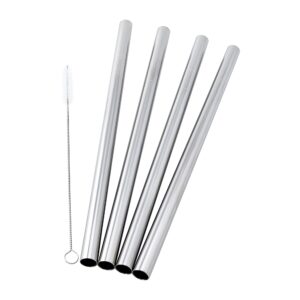 4 super wide boba stainless steel 9.5" long x 1/2" wide drink straw smoothie thick milkshake -cocostraw brand