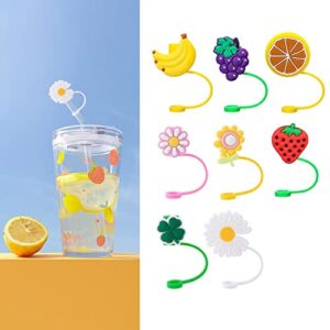 cute straw covers cap for cup,reusable drinking straw covers cap for tumblers,silicone cup straw cover stoppers charms tips for 0.24-0.32 inch straws, ideal for beach party outdoor-8 pieces