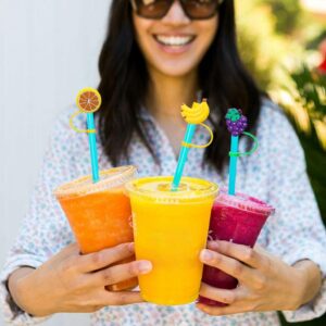 Cute Straw Covers Cap for Cup,Reusable Drinking Straw Covers Cap for Tumblers,Silicone Cup Straw Cover Stoppers Charms Tips for 0.24-0.32 inch Straws, Ideal for Beach Party Outdoor-8 Pieces