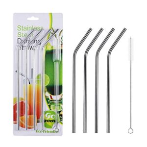 4 pcs reusable metal drinking straws 8.5 inch stainless steel straw 6mm diameter wide -compatible with 20oz yeti tumblers eco-friendly washable non-plastic or glass - unbreakable
