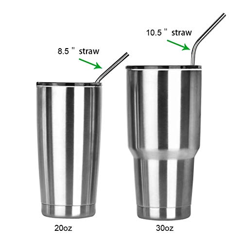 4 Pcs Reusable Metal Drinking Straws 8.5 Inch Stainless Steel Straw 6mm Diameter Wide -Compatible with 20oz Yeti Tumblers Eco-Friendly Washable non-plastic or glass - UNbreakable