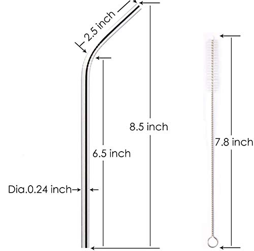 4 Pcs Reusable Metal Drinking Straws 8.5 Inch Stainless Steel Straw 6mm Diameter Wide -Compatible with 20oz Yeti Tumblers Eco-Friendly Washable non-plastic or glass - UNbreakable