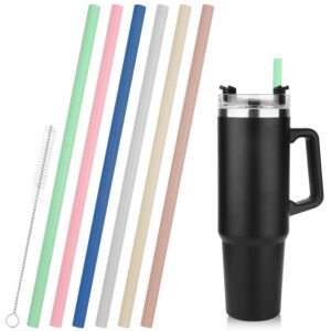 Silicone Straws Set, Including 6pcs Silicone Straws and 1pc Cleaning Brush, 12.6 inch Length Cuttable Long Straws Reusable Replacement Straws for Stanley 40 oz