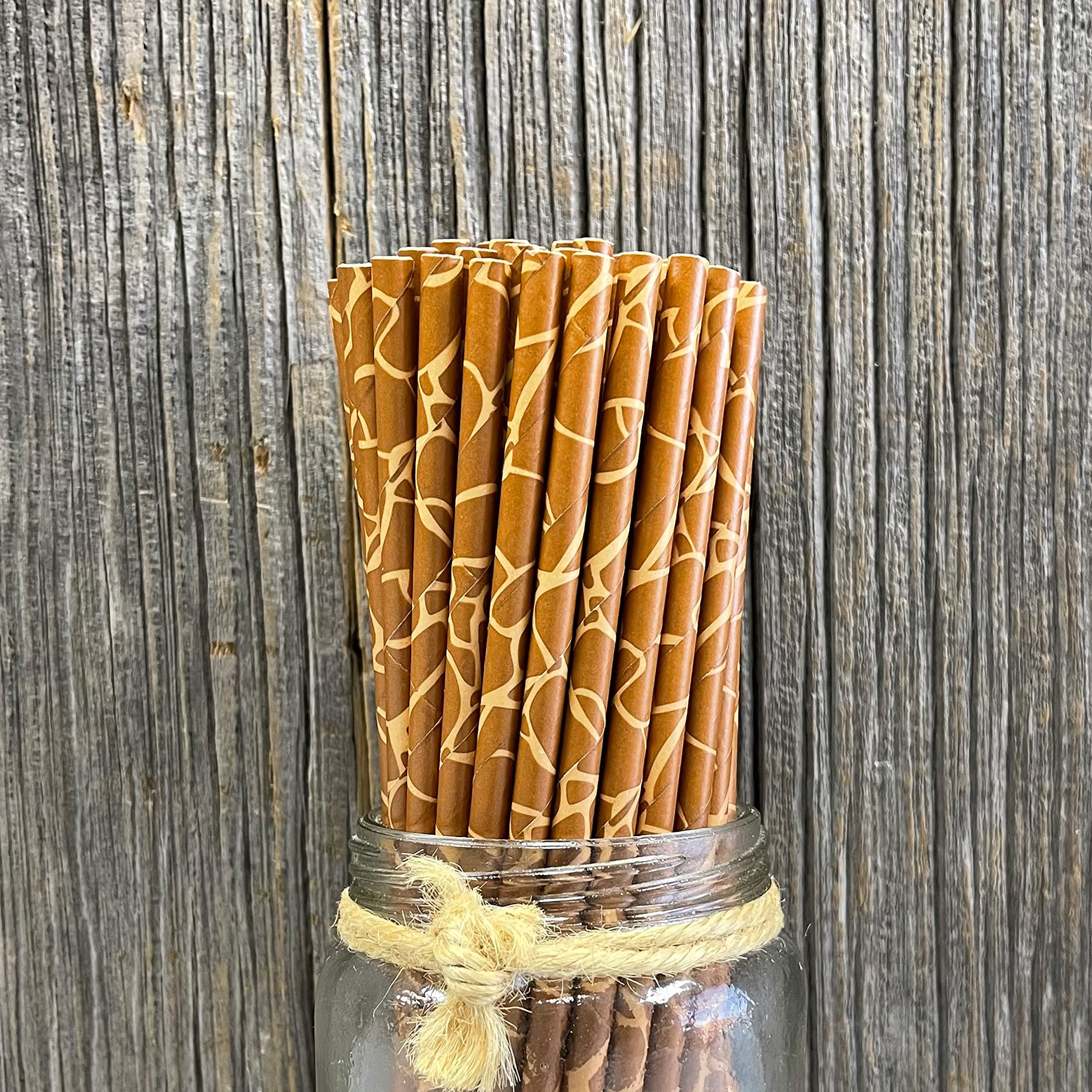 Giraffe Print Paper Straws - Animal Print Straws - Safari Theme - 50 Pack Outside the Box Papers Brand