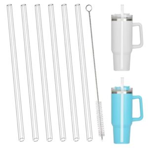 replacement straws for stanley 20 30 40oz tumbler 12 inch clear reusable straws with long cleaning brush for 40 oz 30 oz adventure quencher travel tumbler cup