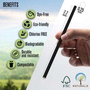 Naturalik 300-Pack Black Individually Wrapped Paper Straws - 100% Biodegradable Premium Paper Straws Bulk - Drinking Straws for Juices, Smoothies, Restaurants (Regular 7.7", Black)