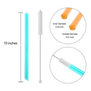 Angled Tips 8 Pieces Reusable Boba Straws and Smoothie Straws, Extra Wide Great for Bubble Tea, Boba Pearls, and Thick Drinks with 2 Cleaning Brushes, BPA Free and Eco-friendly