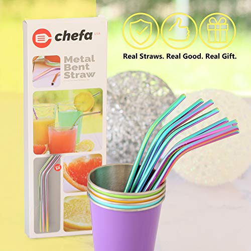 Set of 10 - Stainless Steel Straws, Eco Friendly Metal Straw, Non Disposable Straws, Reusable for Tumbler Yeti or Ozark, With 2 Cleaning Brushes - And Cary Bag, Rainbow