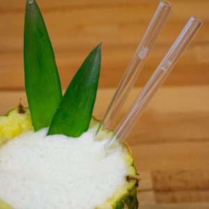 HALM Glass Straws - Summer Edition - 6 Reusable Drinking Straws With Summer Icons 20cm (8 in) - Icecream, Sun, Boat, Pineapple, Palmtree, Bikini - Made in Germany - Dishwasher Safe - Eco-Friendly