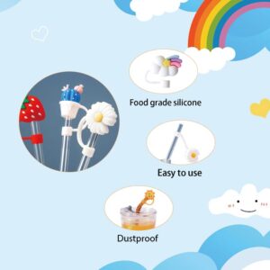 Deacocal Straw Tip Covers 10Pcs Reusable Drinking Straw Covers Food Grade Silicone Straw Toppers Cute Cloud Dust-Proof Portable Straw Covers Plugs Suitable for 0.3 inch (8mm) Straws