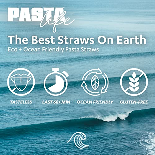 Pasta Drinking Straws, Gluten-Free, Eco-Friendly, 7.5" Blue 30 Count by Pasta Life