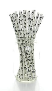 black puppy paw print straws (25 pack) - dog paws pattern paper straws, doggy party supplies, animal fabric print drinking straws