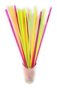 17 inch mammoth bendy straws - assorted neon (pack of 200) (2)