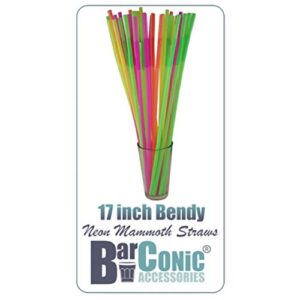 17 Inch Mammoth Bendy Straws - ASSORTED NEON (Pack of 200) (2)
