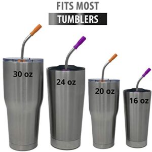 Reusable Stainless Steel Straws -(10 Pack) with Silicone Tips, Cleaning Brushes and Storage Pouch - 10.5, 8.5 inch Reuse Straight and Curved Metal Drinking Straws
