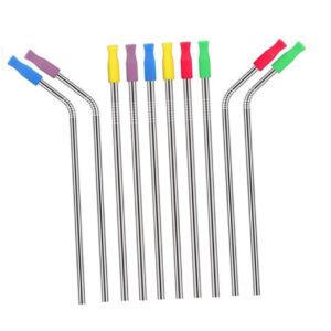 luxshiny stainless steel straw silicone straw tumbler straws 25pcs reusable silicone straws covers silicone straw covers silicone tips stainless steel straws cover straws tips nozzle metal