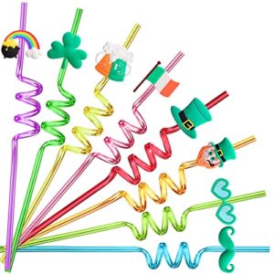 24 st. patrick’s day party accessories st patricks day favors shamrock drinking straws for lucky irish party saint patrick party supplies decorations with 2 pcs straws cleaning brush