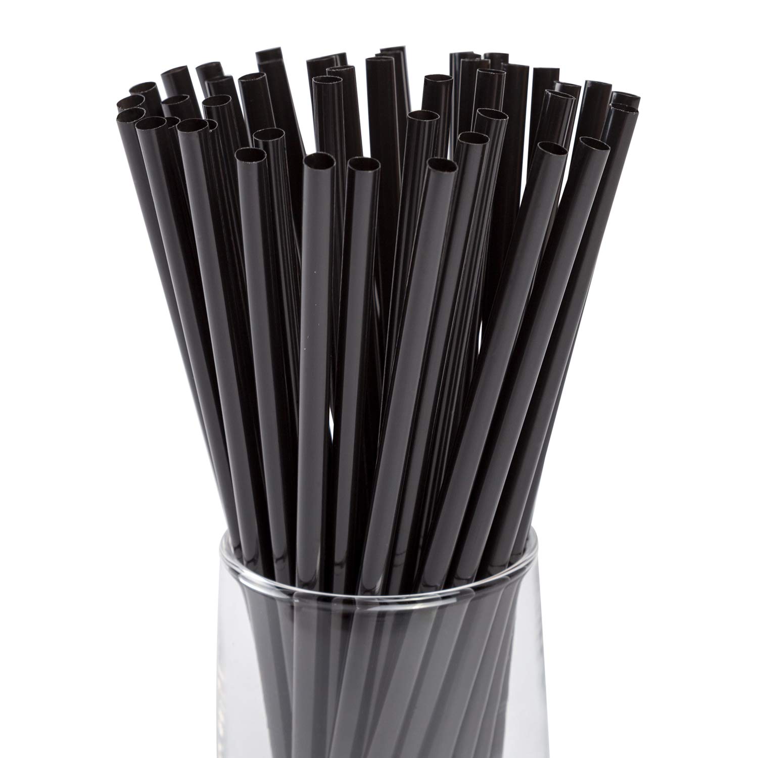 AmerCare 7.75 Inch Jumbo Black Straws, Unwrapped, Case of 12,000