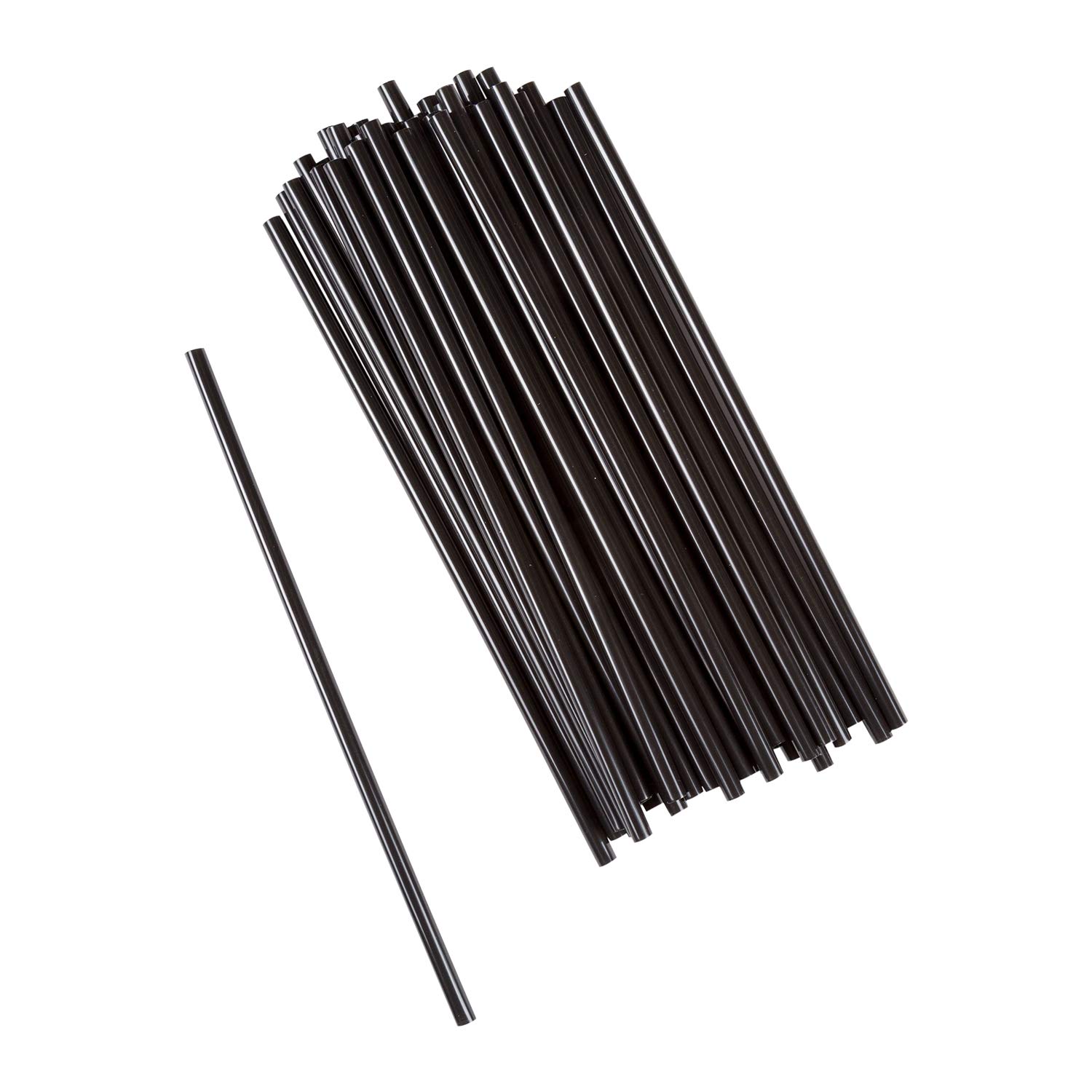 AmerCare 7.75 Inch Jumbo Black Straws, Unwrapped, Case of 12,000