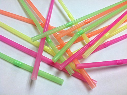 Party Dimensions 200 Count Flexible Multi-Colored Straws, Neon