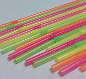 Party Dimensions 200 Count Flexible Multi-Colored Straws, Neon