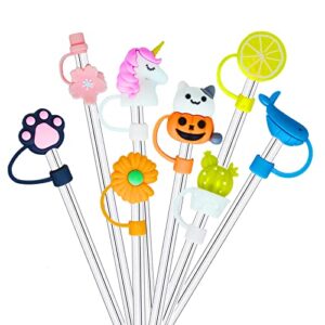 silicone straw tips cover 8 pack cute silicone reusable drinking straw tips lids dust-proof straw plugs for 1/4inch(6-8mm) straw tips for decor outdoor