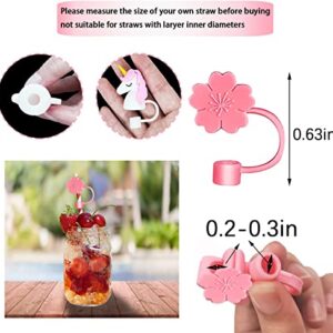 Silicone Straw Tips Cover 8 Pack Cute Silicone Reusable Drinking Straw Tips Lids Dust-Proof Straw Plugs for 1/4inch(6-8mm) Straw Tips for Decor Outdoor