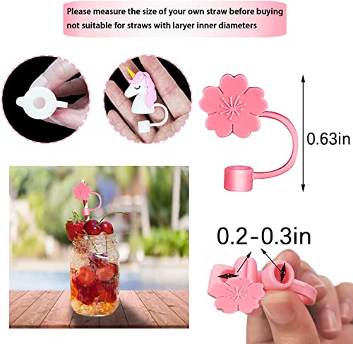 Silicone Straw Tips Cover 8 Pack Cute Silicone Reusable Drinking Straw Tips Lids Dust-Proof Straw Plugs for 1/4inch(6-8mm) Straw Tips for Decor Outdoor