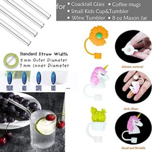 Silicone Straw Tips Cover 8 Pack Cute Silicone Reusable Drinking Straw Tips Lids Dust-Proof Straw Plugs for 1/4inch(6-8mm) Straw Tips for Decor Outdoor