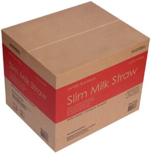 daxwell slim plastic milk straws, individually wrapped, white, 5.75" x 3.7 mm, c10001366 (12,000; 24 boxes of 500)