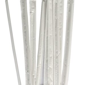 Daxwell Slim Plastic Milk Straws, Individually Wrapped, White, 5.75" x 3.7 mm, C10001366 (12,000; 24 Boxes of 500)