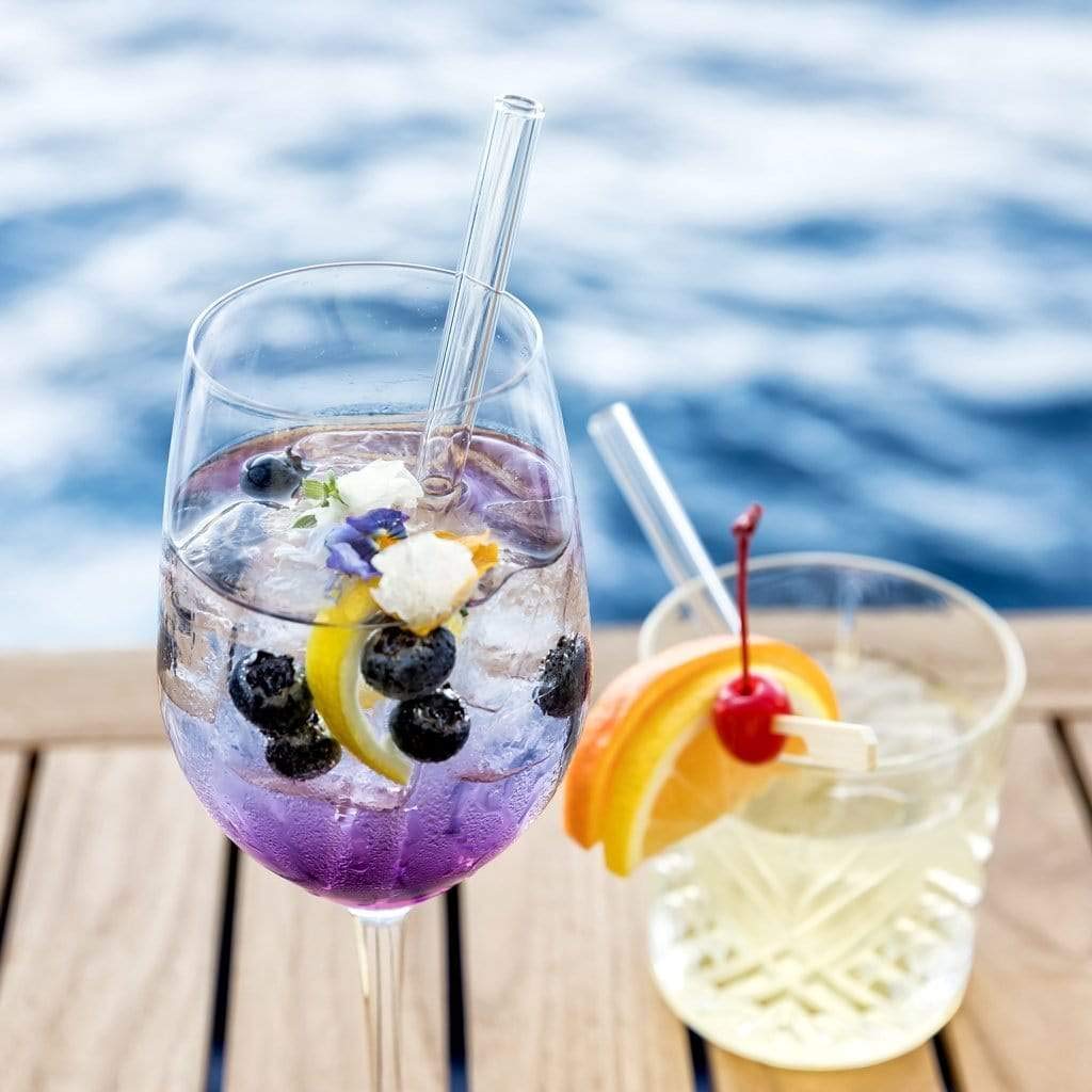 HALM Glass Straws - 20x 8 Inch Reusable Drinking Straws + Plastic-Free Cleaning Brush - Dishwasher Safe - Eco-Friendly - Perfect for Parties, Cocktails - Made in Germany
